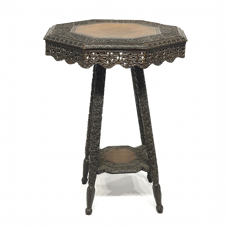 Asian carved wooden side table, early 19th century