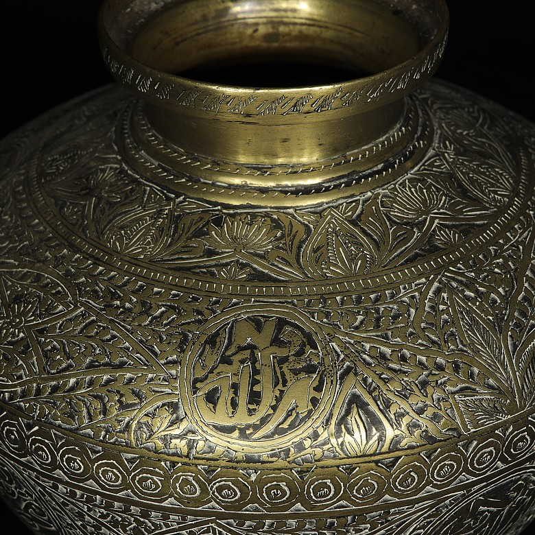 Gilt-embossed metal vase, 20th century