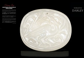 Oval plate with phoenix, jade, Western Han Dynasty