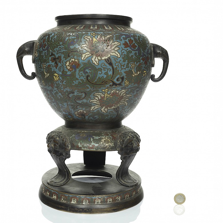 Enamelled bronze cloisonné vase, 20th century