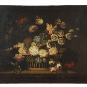 Spanish School 20th century  ‘Basket with flowers’