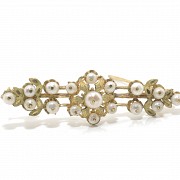 18k yellow gold and pearls brooch