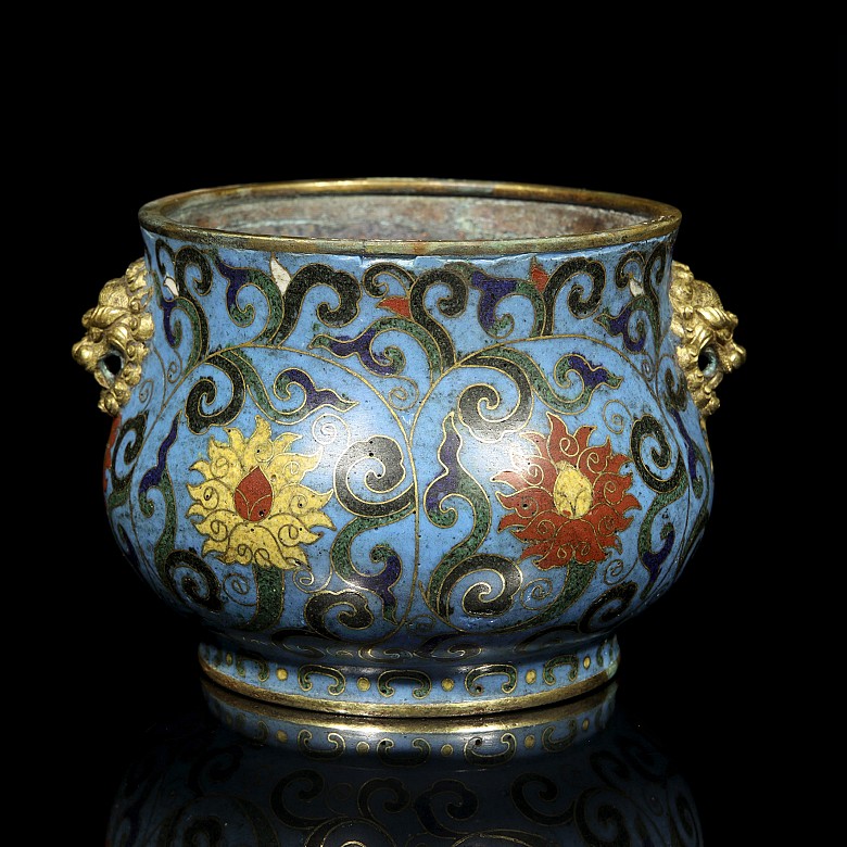 Small cloisonné bronze censer, with Kangxi mark