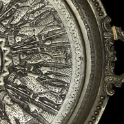 Large silver-plated metal tray, 20th century