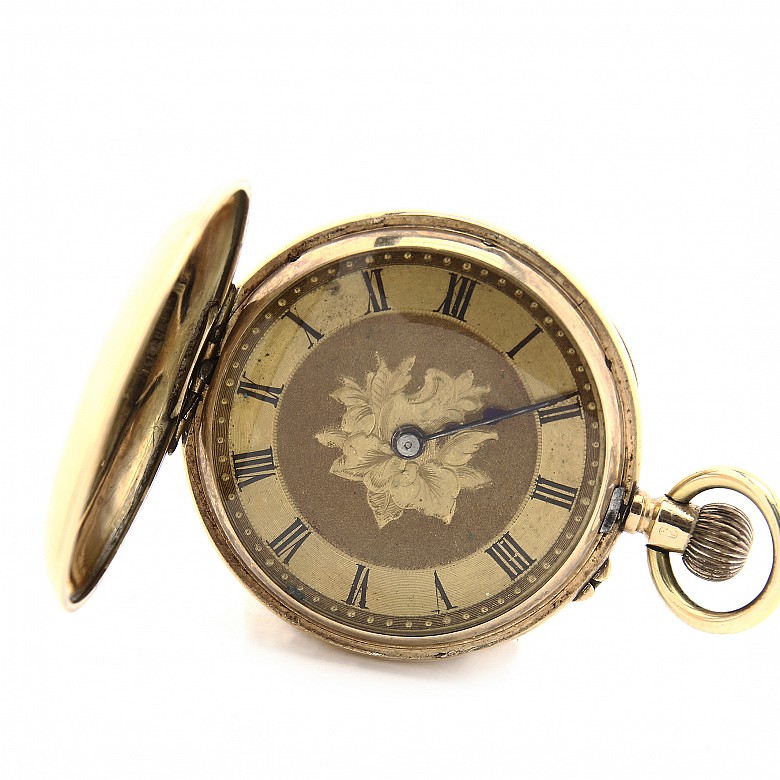 14k gold watch, with cover, 19th c.