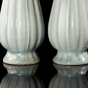 Pair of celadon-glazed vases, Hutian Kiln, Song dynasty