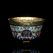 Bronze cup with cloisonné enamel, 20th century