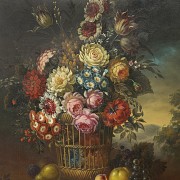 Italian School 20th century ‘Basket of flowers and fruits’