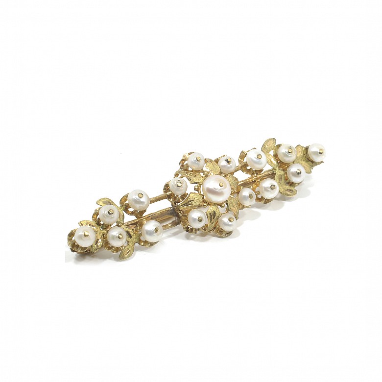 18k yellow gold and pearls brooch