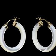 Pair of yellow gold and mother-of-pearl earrings