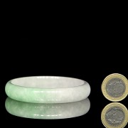 Two-coloured jade carved bicoloured bangle