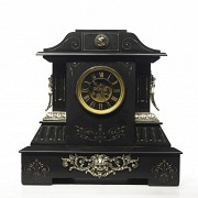 Large marble clock, Napoleon III style,  20th century