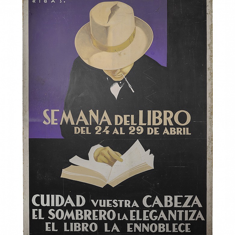 Federico Ribas Montenegro (1890 - 1952) Panel publicitario. Semana del libro Madrid, 1931.