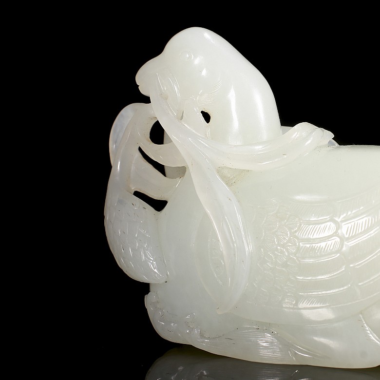 Carved jade figurine ‘Duck and Lotus’, Qing dynasty