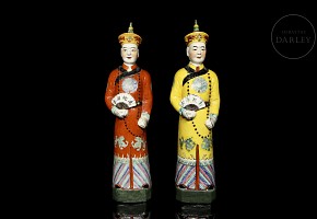 Pair of porcelain emperors, 20th century