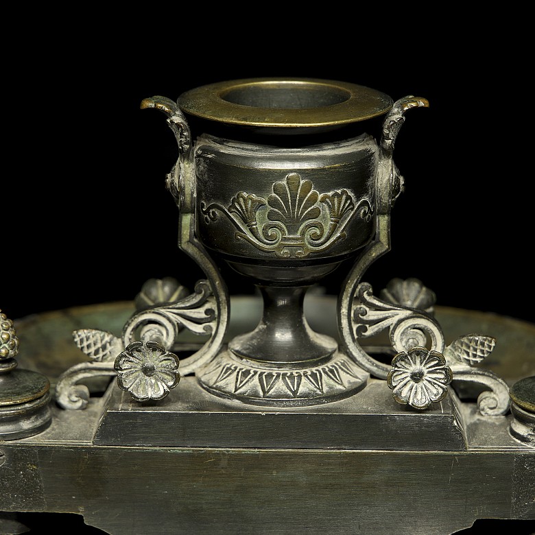 French bronze double writing desk, 19th century