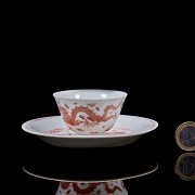 Set of cup and dish ‘Dragons’ Qing dynasty