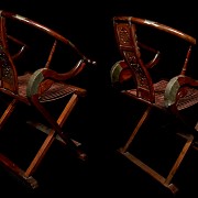 Chinese folding chairs in Ming style, 20th century