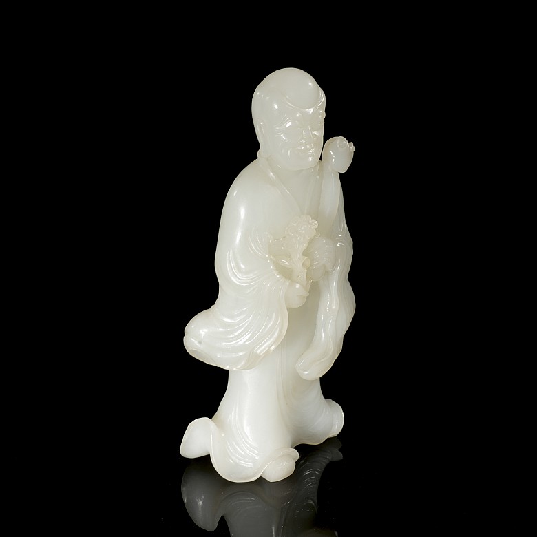 Jade figurine “Luohan with ruyi and flower”, Qing dynasty