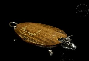 Metal and wooden charcuterie tray, 20th century