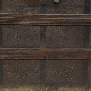 Metal and embossed leather chest, 19th century