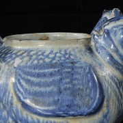 Porcelain-glazed  brush container ‘Mandarin Ducks’, Ming dynasty