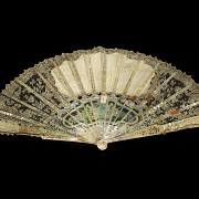 Mother-of-pearl fan ‘Floral stall’, 20th century