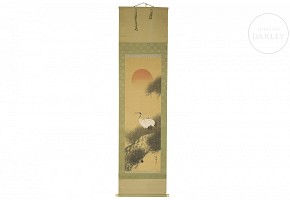 Chinese painting ‘Cranes at Sunset’, 20th century