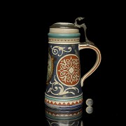 Large German ceramic beer stein, 20th century