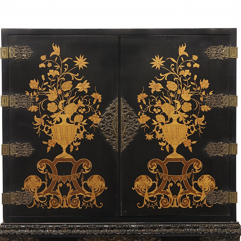 Bar cabinet in lacquered wood, 20th century