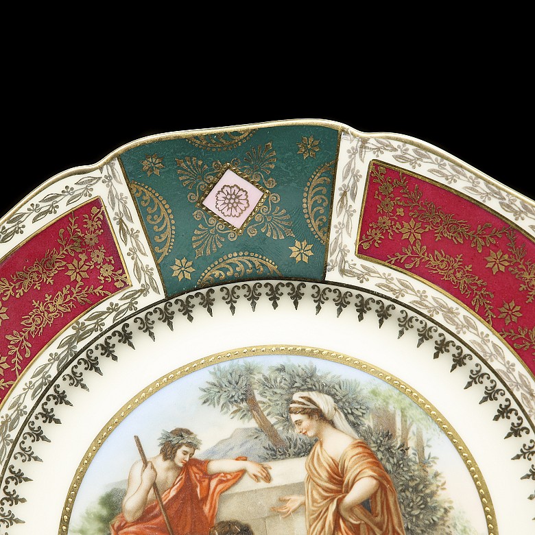 Pareja de platos de porcelana, JWK Carlsbad Bavaria, s.XX