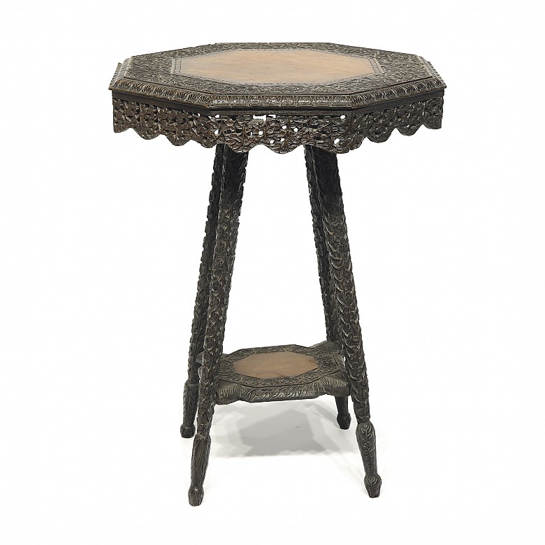 Asian carved wooden side table, early 19th century