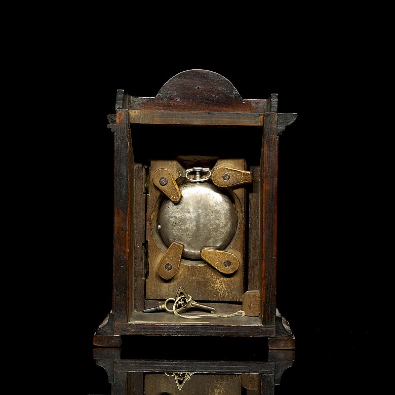 ‘Eardley Norton’ pocket watch with wooden stand, 19th century