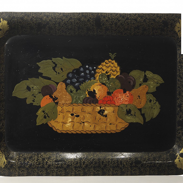 Metal tray with foot, 20th century