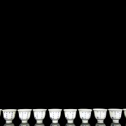 Complete set of twelve cups with flowers, 20th century