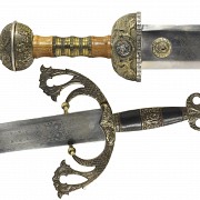 Set of four decorative historical swords, 20th century