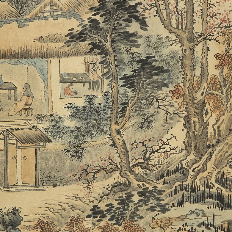 Chinese painting “Home among the mountains”, early 20th century