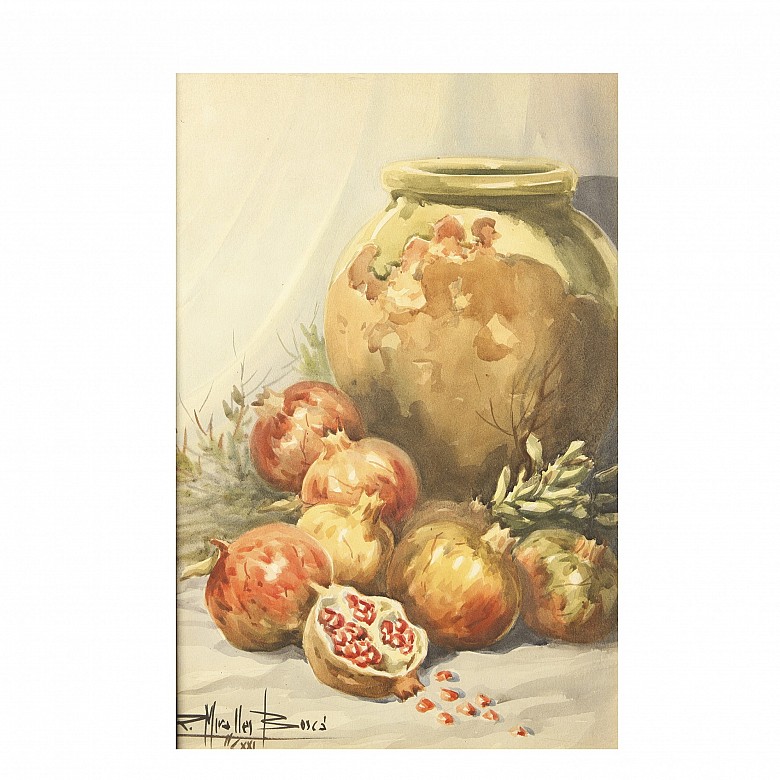 Ramón Miralles Boscá (1940) ‘Still life with pomegranates’