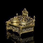 Louis XIV style gilt inkwell, 19th-20th century - 7