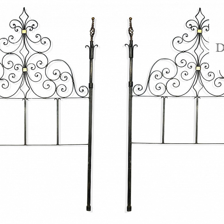 Pair of iron headboards, 20th century