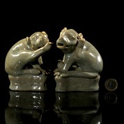 Pair of glazed ceramic ‘Lions’ figures, Qing dynasty