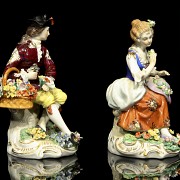 Pareja de porcelana alemana, Sitzendorf, S.XIX