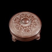 Carved red stone inkwell, 20th century