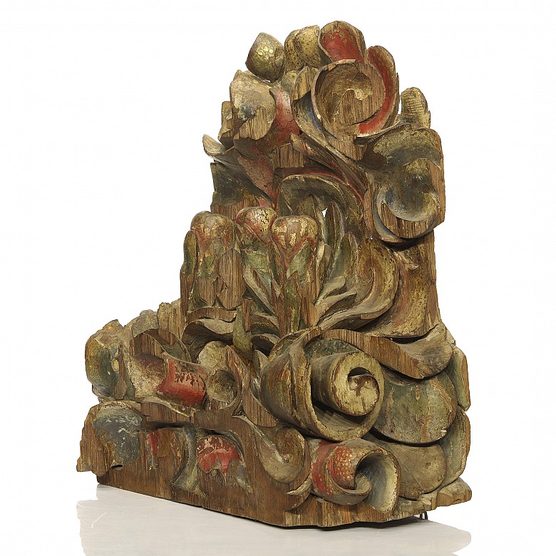 Baroque polychrome wood bracket, 17th - 18th century