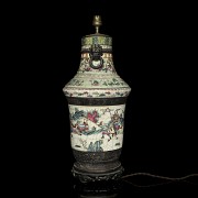 Glazed porcelain lamp vase, Canton, Qing dynasty