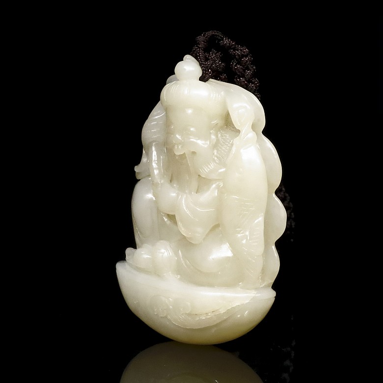 White jade ‘Fisherman’ pendant, Qing dynasty - 1