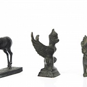 Three small bronze figures, Asia