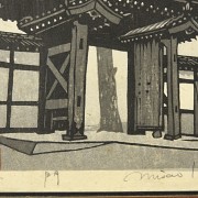 Asian engraving ‘Temple Gate’, 20th century