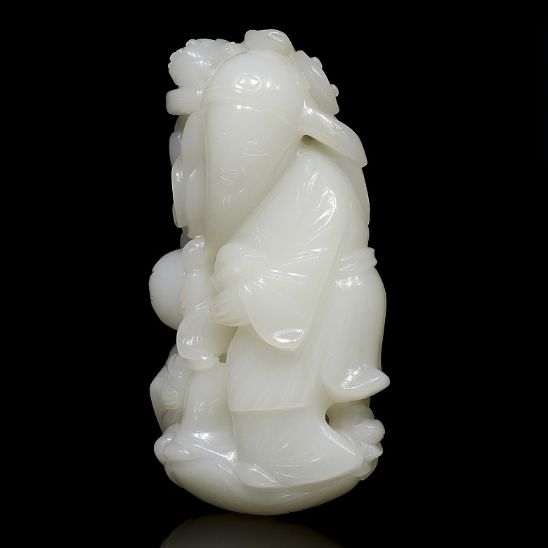 White jade figure 'Elder and Child', Qing dynasty, Qianlong