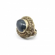 Silver ring, gold-plated, and agate.